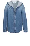 Alaïa Hooded Denim Top In Blue Vintage