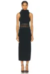 Alaïa Hooded Sleeveless Dot Cutout Midi Dress In Noir Alaia