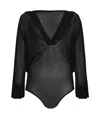 Alaïa Womens Noir Alaia Hooded Long-sleeves Knitted Bodysuit In Black