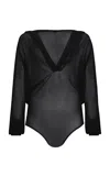 Alaïa Womens Noir Alaia Hooded Long-sleeves Knitted Bodysuit In Black
