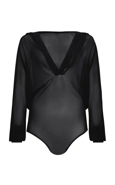 ALAÏA HOODED KNIT BODYSUIT