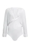 Alaïa Hooded Knit Bodysuit In White