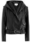 Alaïa Hooded Leather Biker Jacket In Black