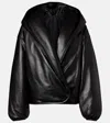 Alaïa Hooded Leather Bomber Jacket In Black