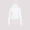 Alaïa Hooded Cropped Long Sleeves Top In Blanc Naturel