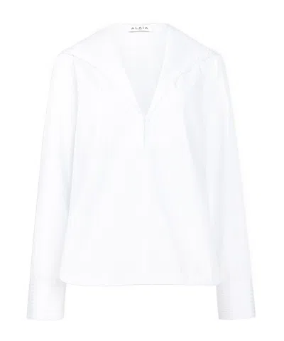 Alaïa Hooded Poplin Shirt In White