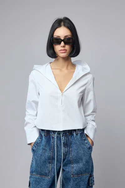 Alaïa Hooded Poplin Shirt In White