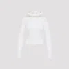 Alaïa Cropped Long Sleeve Hooded Knit Jumper In Neutral