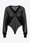 Alaïa Alaia Hooded Black Bodysuit In Fine Knit Women