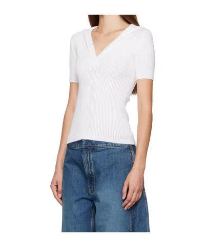 Alaïa Hooded Short-sleeved Sweater In White
