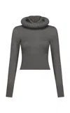 Alaïa Hooded Virgin Wool Sweater In Gray