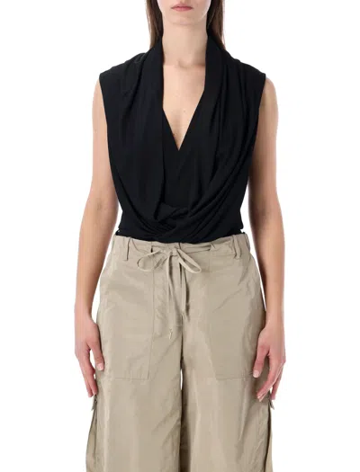 Alaïa Alaia Hooded Viscose Bodysuit In Black