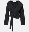 Alaïa Hooded Biker In Faille In Brown
