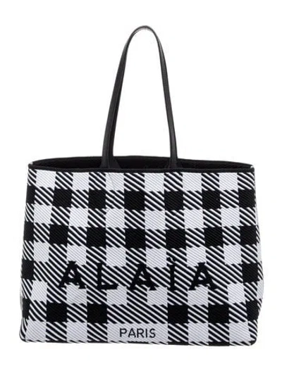 Pre-owned Alaïa Houndstooth Small In Black