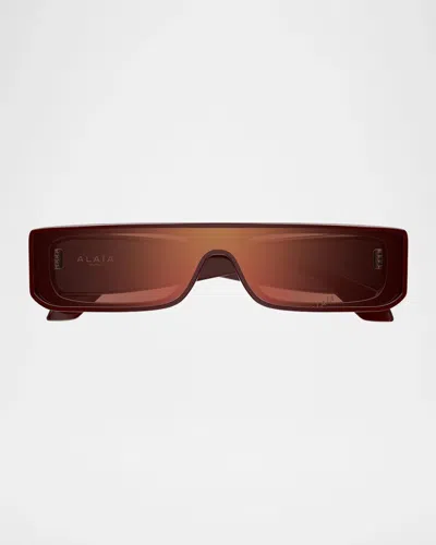 Alaïa Icône 99mm Mask Sunglasses In Brown