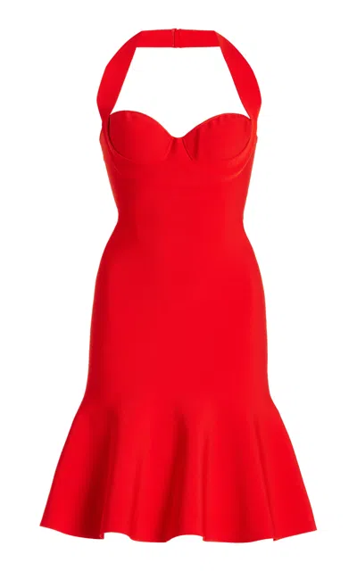 Alaïa Iconic Bra Crepe Bustier Mini Dress In Red