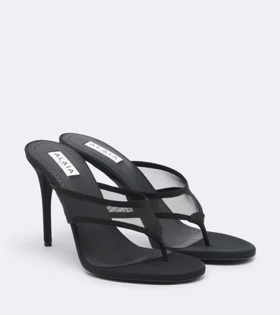 Alaïa Infra Tulle Thong Sandals In Black