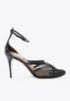 Alaïa Alaia Women Thong Sandals In Fishnet And Patent Leather In Black