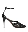 Alaïa Alaia Women Thong Sandals In Fishnet And Patent Leather In Black