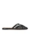 Alaïa Womens Azzedine Alaia Net Patent-leather Flat Mules In Black
