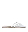 Alaïa Silver Mesh Mule Flats In White