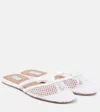 Alaïa Silver Mesh Mule Flats In White