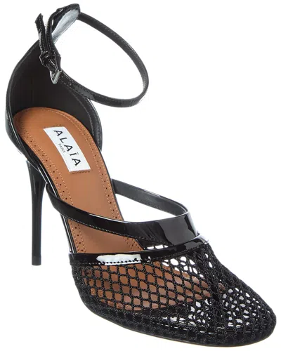 Alaïa Alaia Infradito Fishnet Mesh & Leather Pump