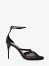 Alaïa Alaia Women Thong Sandals In Fishnet And Patent Leather In Black