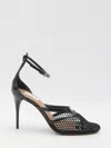 Alaïa Alaia Women Thong Sandals In Fishnet And Patent Leather In Black
