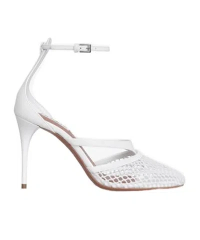 Alaïa Infradito Sandals In Fishnet  Leather In Light White