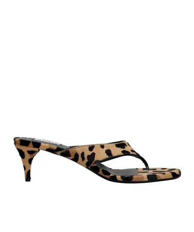 Alaïa Infradito Thong Mules In Leopard Haircalf