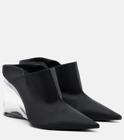 Alaïa Invisible Convertible Satin Wedge Mules In Black
