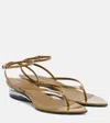 Alaïa Invisible Patent Leather Wedge Thong Sandals In Multi