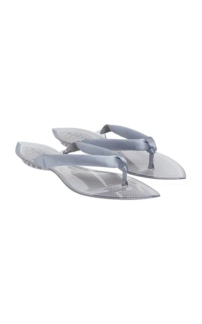 Alaïa Invisible Satin Thong Sandals In Silver