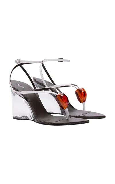 Alaïa Invisible Thong Wedge Sandals In Animal Print