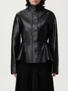 Alaïa Womens Noir Alaia Peplum Band-collar Leather Jacket In Black