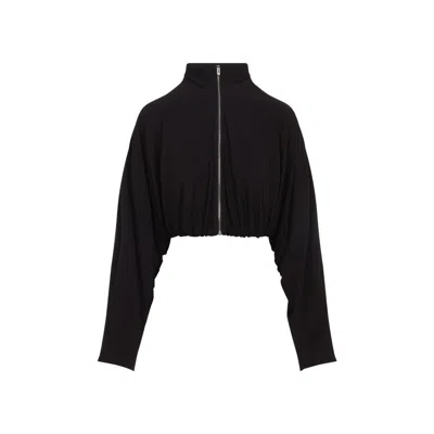 Alaïa Cropped High Neck Long Sleeve Jacket In Black