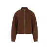 Alaïa Round Zip-up Jacket In Suede In Brown