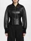 Alaïa Womens Noir Alaia Cinched Leather Bomber Jacket In Black