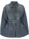 Alaïa Womens Bleu Vintage Peplum-hem Belted Denim Jacket In Blue
