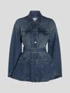 Alaïa Womens Bleu Vintage Peplum-hem Belted Denim Jacket In Blue