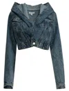 Alaïa Denim Jacket With Hood Jackets And Coats Light Blue In Blue