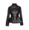 Alaïa Leather Jacket Collar Detail In Black