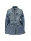 Alaïa Denim Jacket With Removable Waist Belt In Blue
