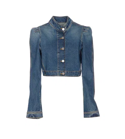 Alaïa Alaia Blue Washed Denim High-neck Jacket Women