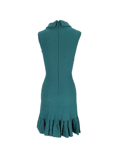 Pre-owned Alaïa Jacquard Mock-neck Mini Dress In Green