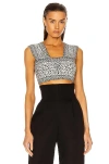 Alaïa Jacquard Print Fitted Top In Blanc & Noir