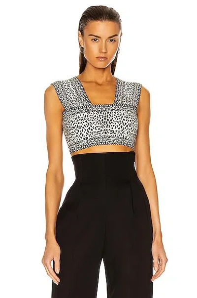 Alaïa Jacquard Print Fitted Top In Blanc & Noir