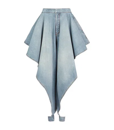 Alaïa Japanese Denim Open-leg Jeans In Blue