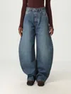 Alaïa Rounded Blue Jeans With Faded Effect In Blue